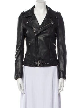 Maje Black Leather Moto Jacket